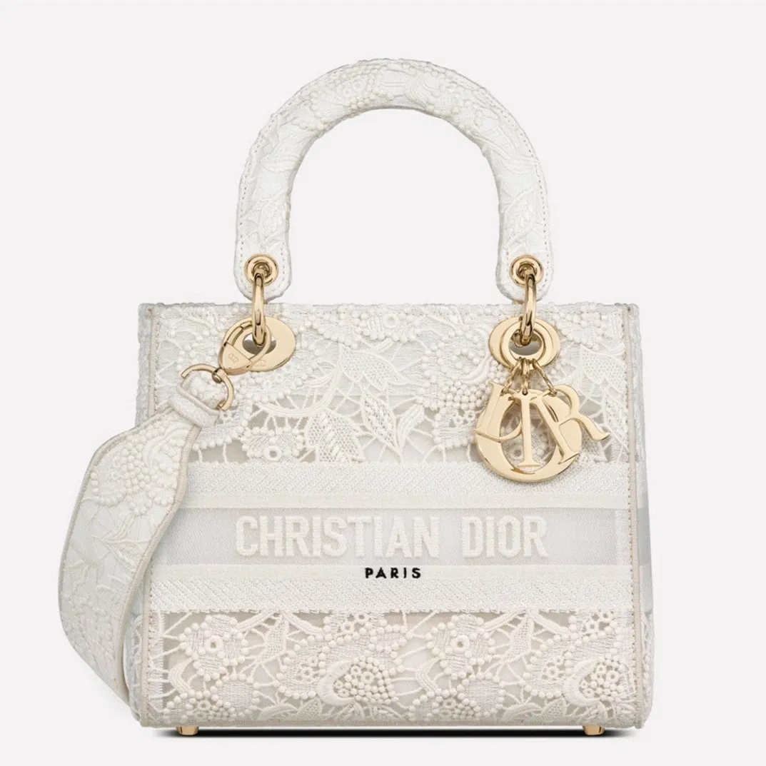 Dior Lady D-Lite Medium Bag in Embroidery with Macrame Effect