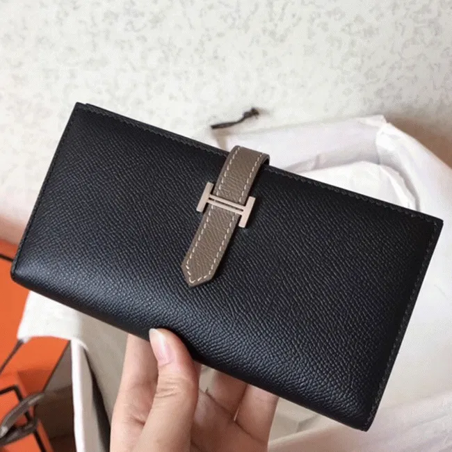Black Taupe Hermes Bearn Wallet