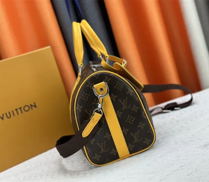 Louis Vuitton Monogram Macassar Canvas Keepall Bandouliere 35 In Safran Yellow — image 3