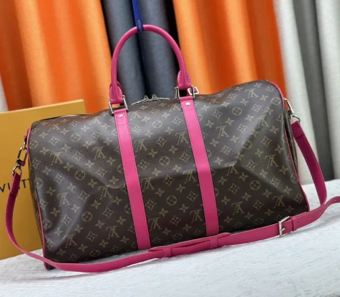Louis Vuitton Monogram Macassar Canvas Keepall Bandouliere 50 In Pondichery Pink — image 3