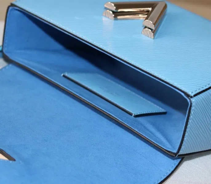 Louis Vuitton Epi Leather Twist MM Bag With Jacquard Strap In Bleuet Blue — image 8