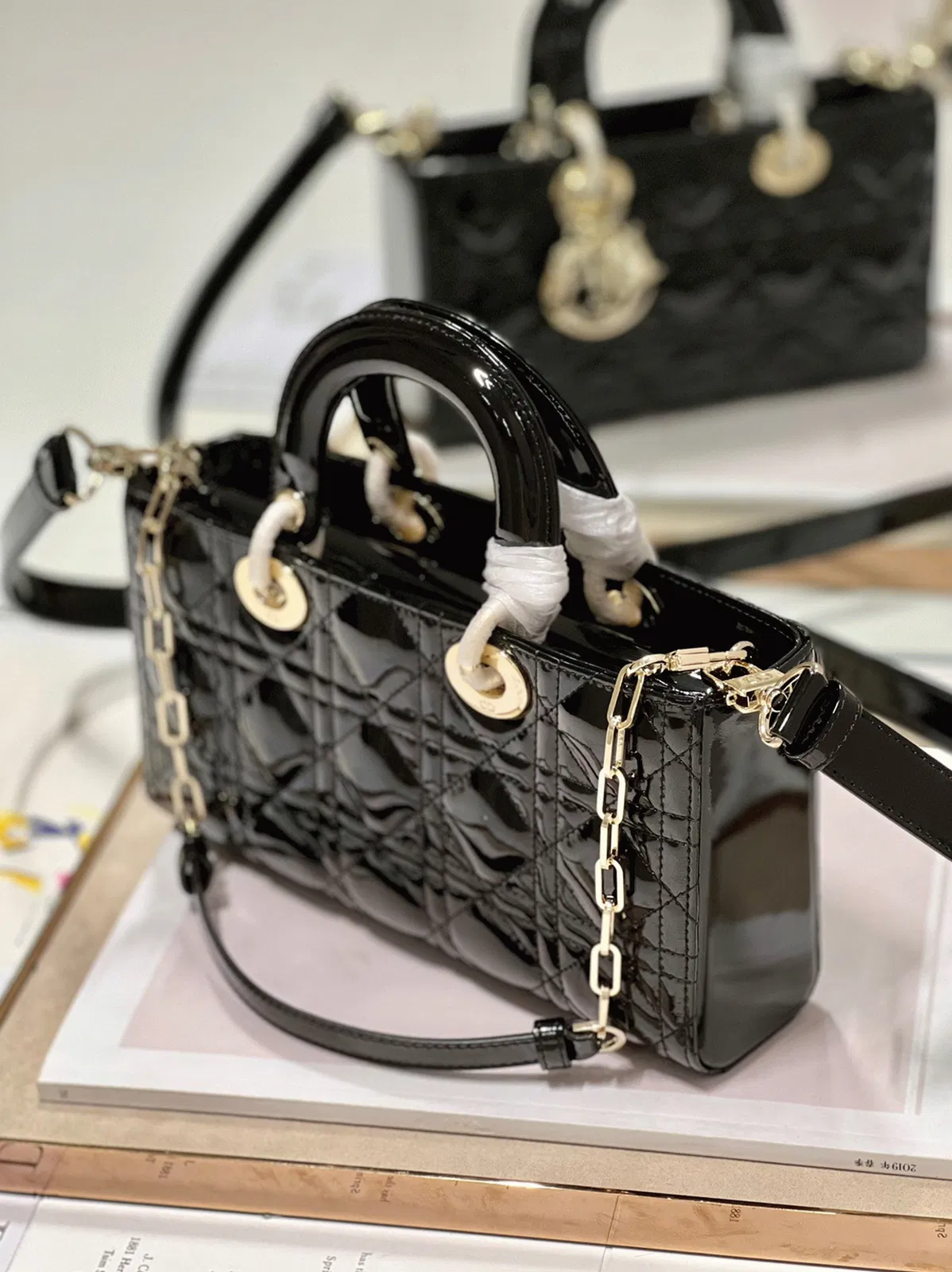 Dior Lady D-Joy Medium Bag in Black Patent Cannage Calfskin — image 6