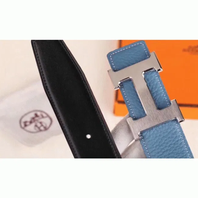 designer Hermes H belt buckle in blue shade — image 5
