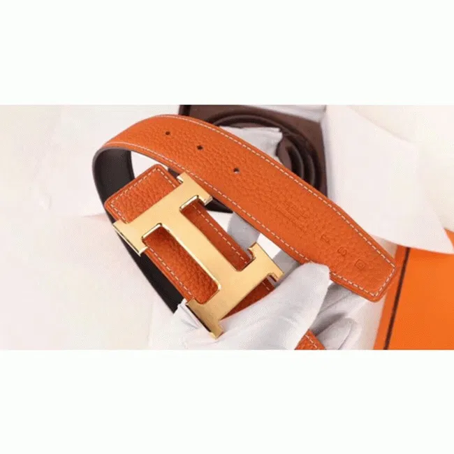 Top Hermes H belt buckle in orange color — image 4