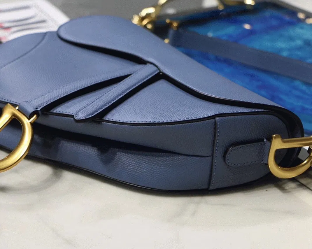 Dior Saddle Bag Knockoff in Denim Blue Grained Calfskin — image 5