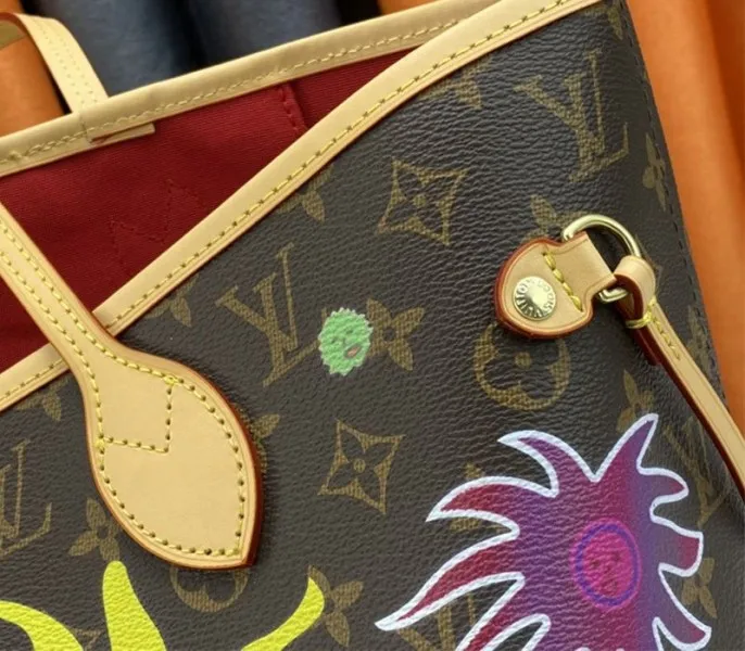Louis Vuitton X YK Monogram Canvas Neverfull MM Tote With Faces Print — image 9
