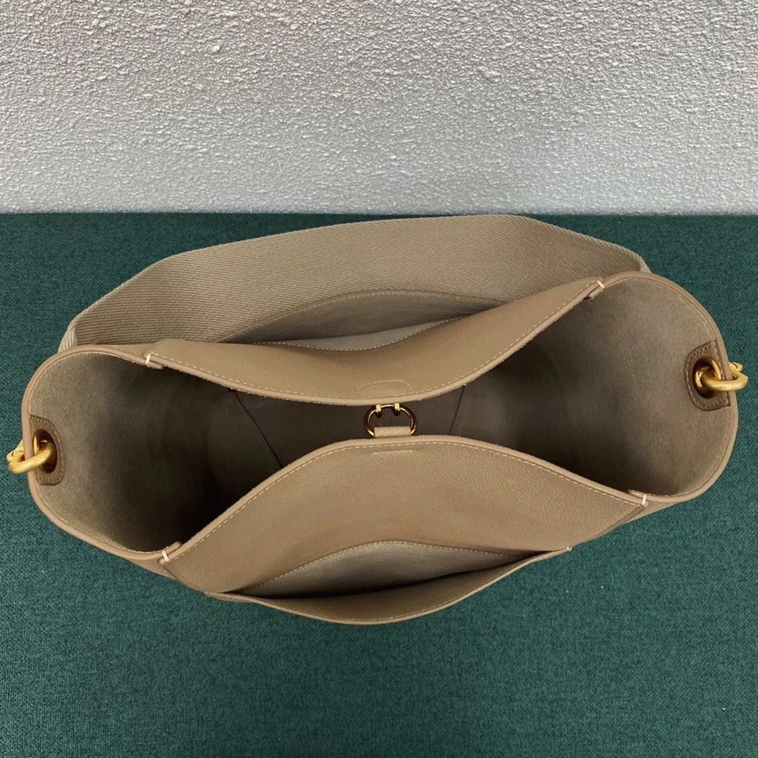 Top Quality Celine Sangle Bucket Bag In Taupe Grained Calfskin — image 9