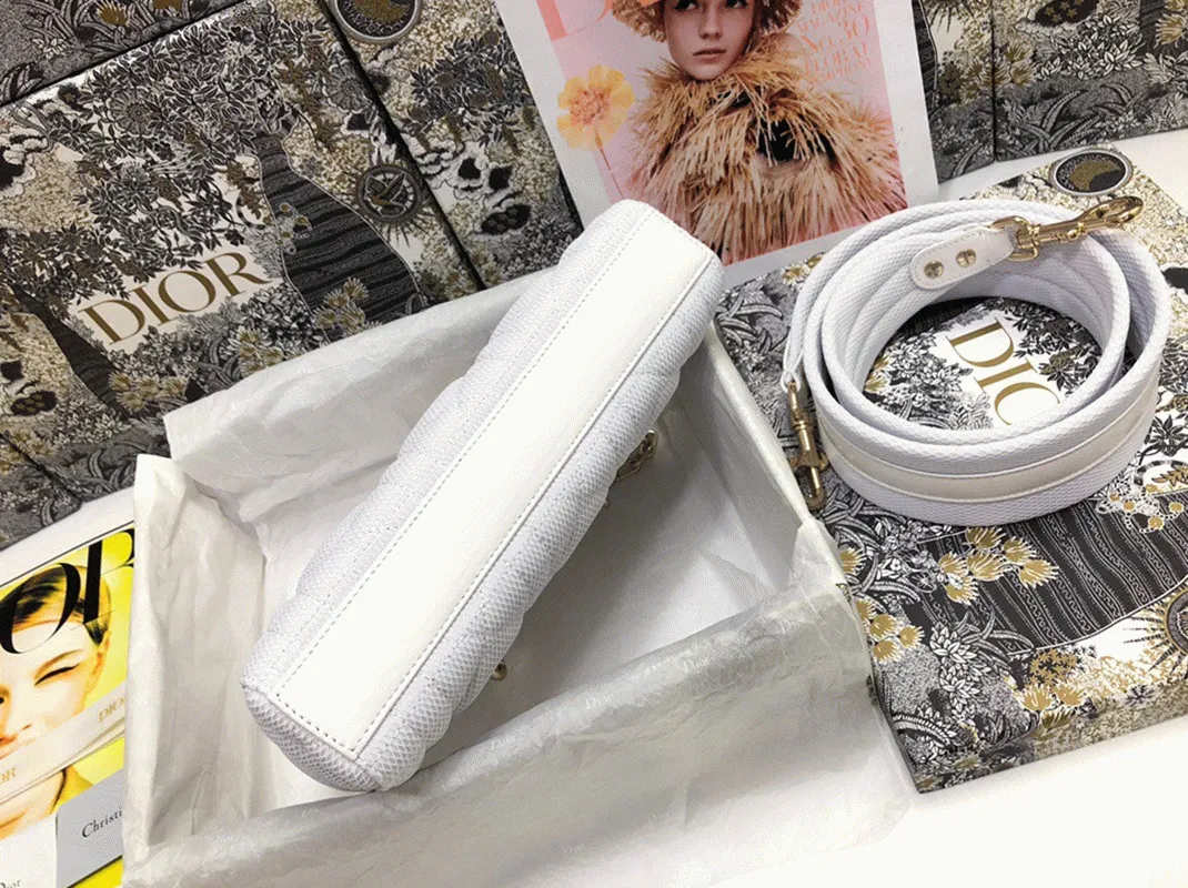 Dior Lady D-Joy Medium Bag in White Macrocannage Technical Fabric — image 4