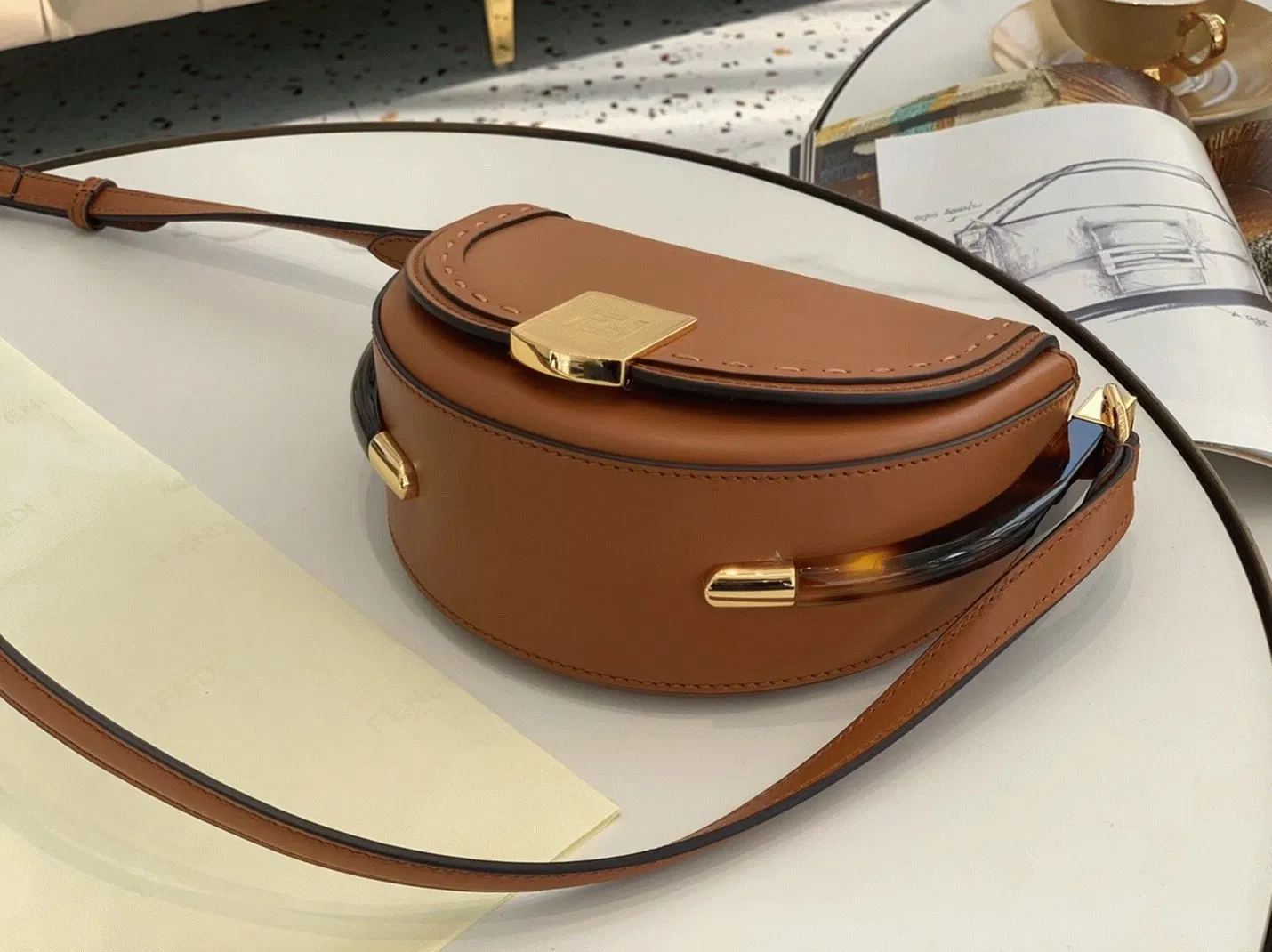 Top Quality Fendi Moonlight Saddle Bag In Brown Calfskin — image 8