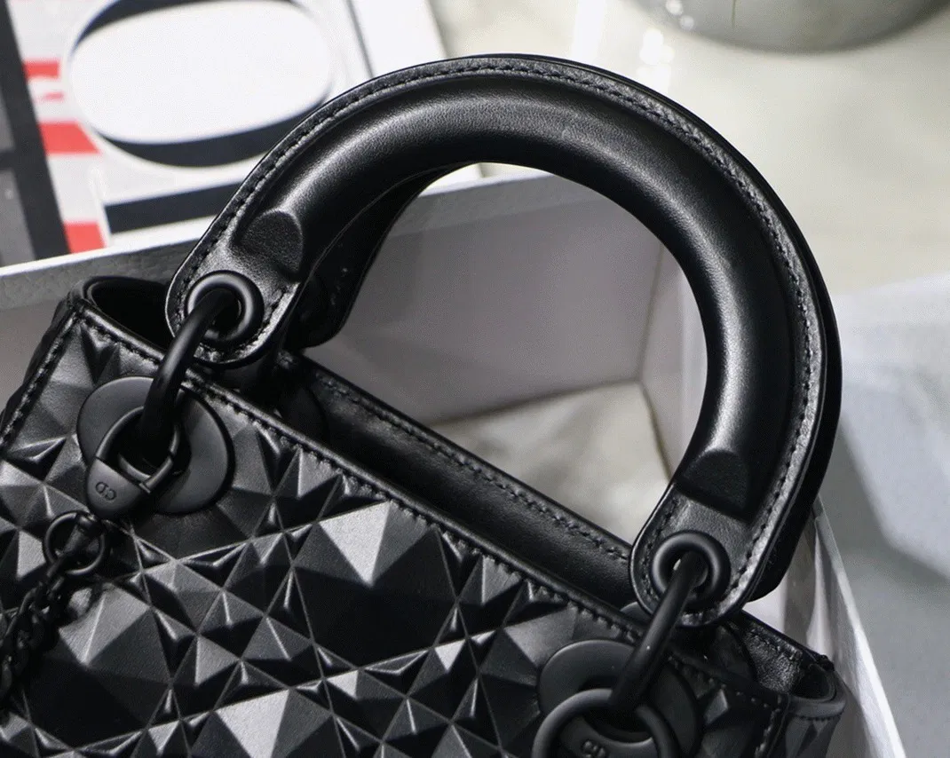 Dior Lady Dior Mini Bag in Black Calfskin with Diamond Motif — image 4