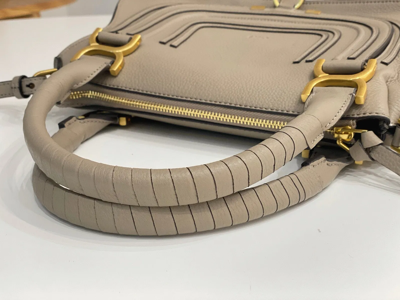 Top Quality Chloe Marcie Small Double Carry Bag in Sand Grained Leather — image 10