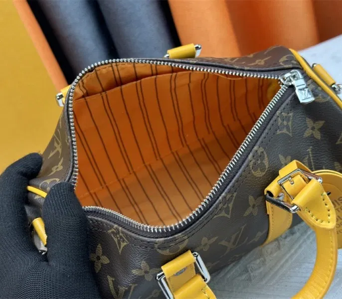 Louis Vuitton Monogram Macassar Canvas Keepall Bandouliere 25 In Safran Yellow — image 9