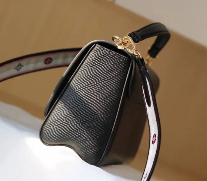Louis Vuitton Epi Leather Twist MM Bag Black With Jacquard Strap — image 6