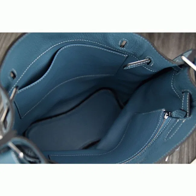 Jean Blue Leather Hermes So Kelly 22cm Casual Handbag — image 6