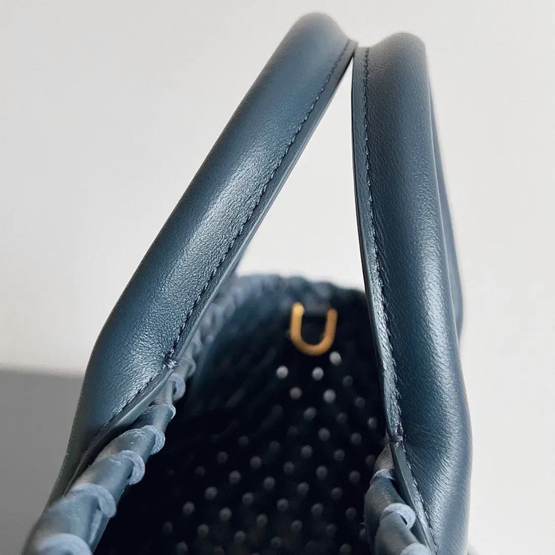 Top Quality Bottega Veneta Cabat Mini Bag In Navy Blue Intrecciato Lambskin — image 7