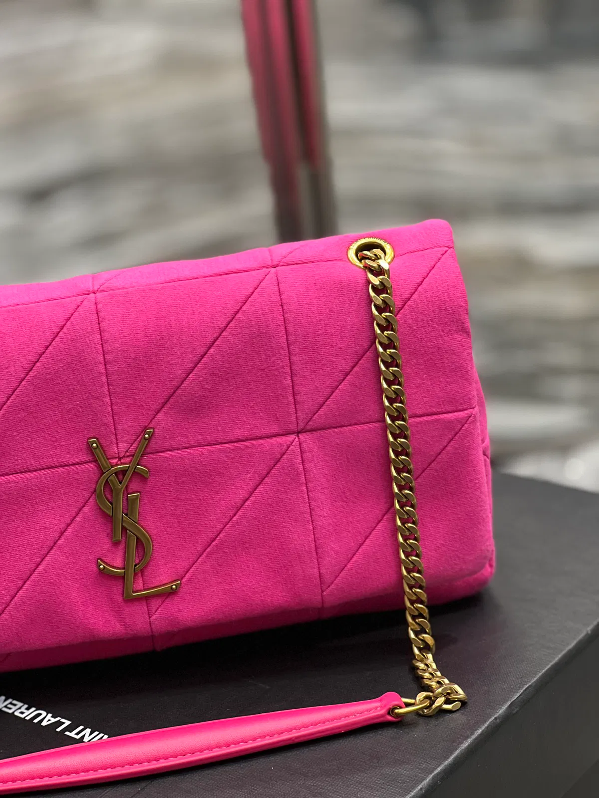 JAMIE MEDIUM CHAIN BAG “CARRÉ RIVE GAUCHE” IN LAMBSKIN AND SUEDE — image 9