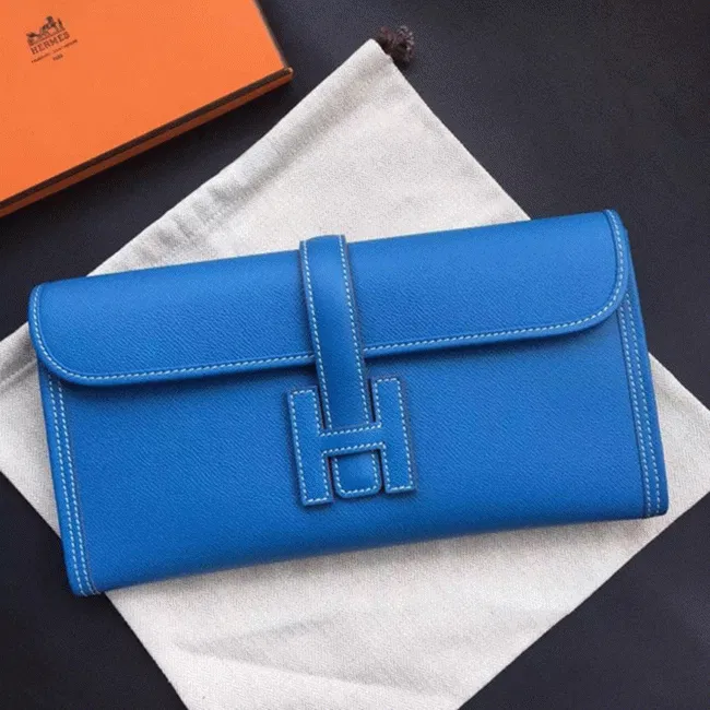 Blue Hermes Jige Elan 29 clutch bag