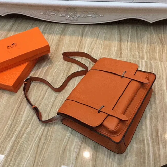Orange Knockoff Hermes Steve Messenger Bag — image 5