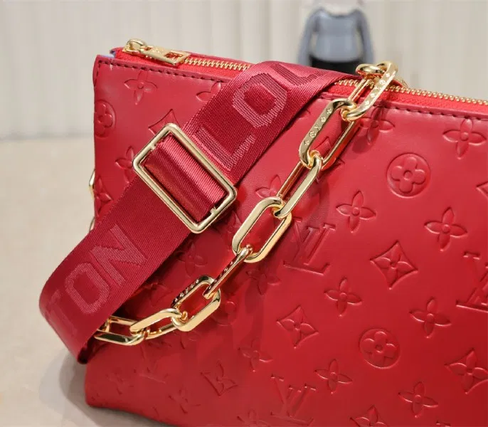 Louis Vuitton Coussin PM Bag In Red With Jacquard Strap — image 8