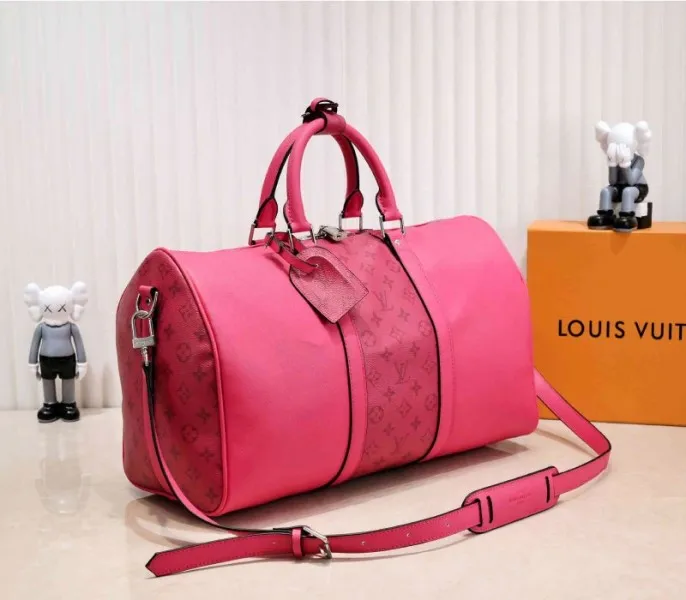 Louis Vuitton Taiga Leather Keepall Bandouliere 50 Travel Bag In Pink — image 2