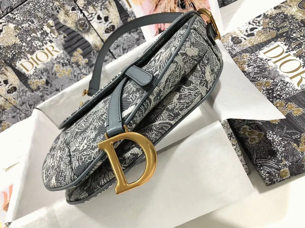 Dior Saddle Bag in Grey Toile de Jouy Reverse Jacquard — image 7