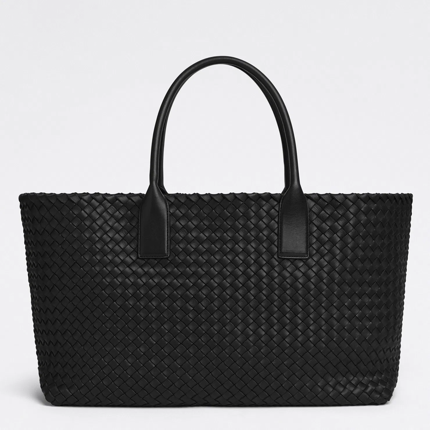 Top Quality Bottega Veneta Cabat Medium Bag In Black Intrecciato Lambskin