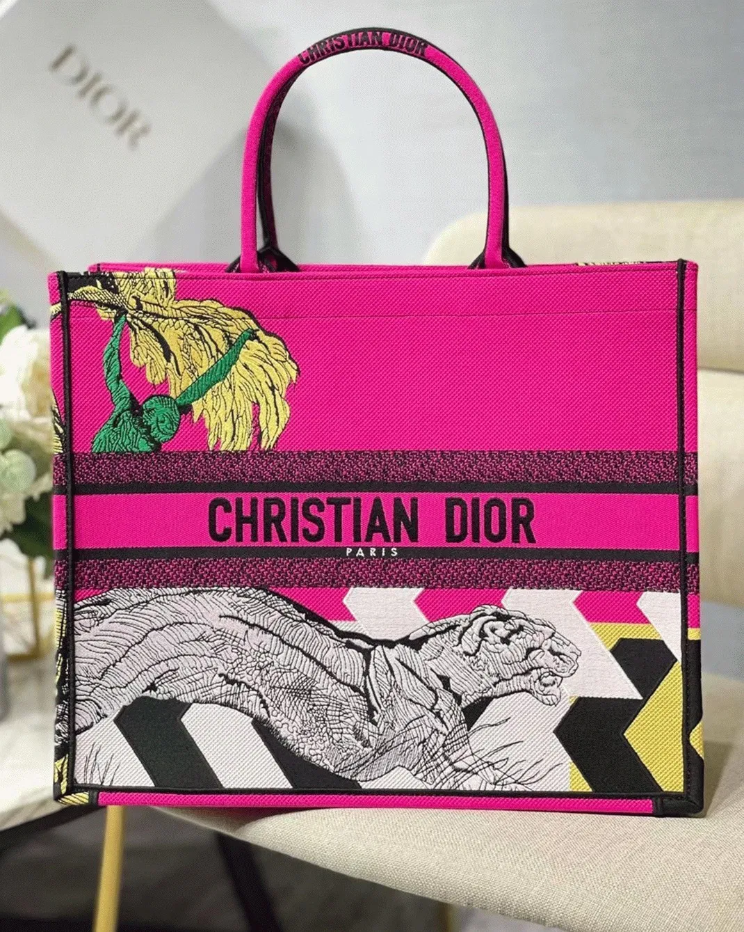 Dior Large Book Tote Bag Imitation in Toile de Jouy Zoom Pop Embroidery — image 4