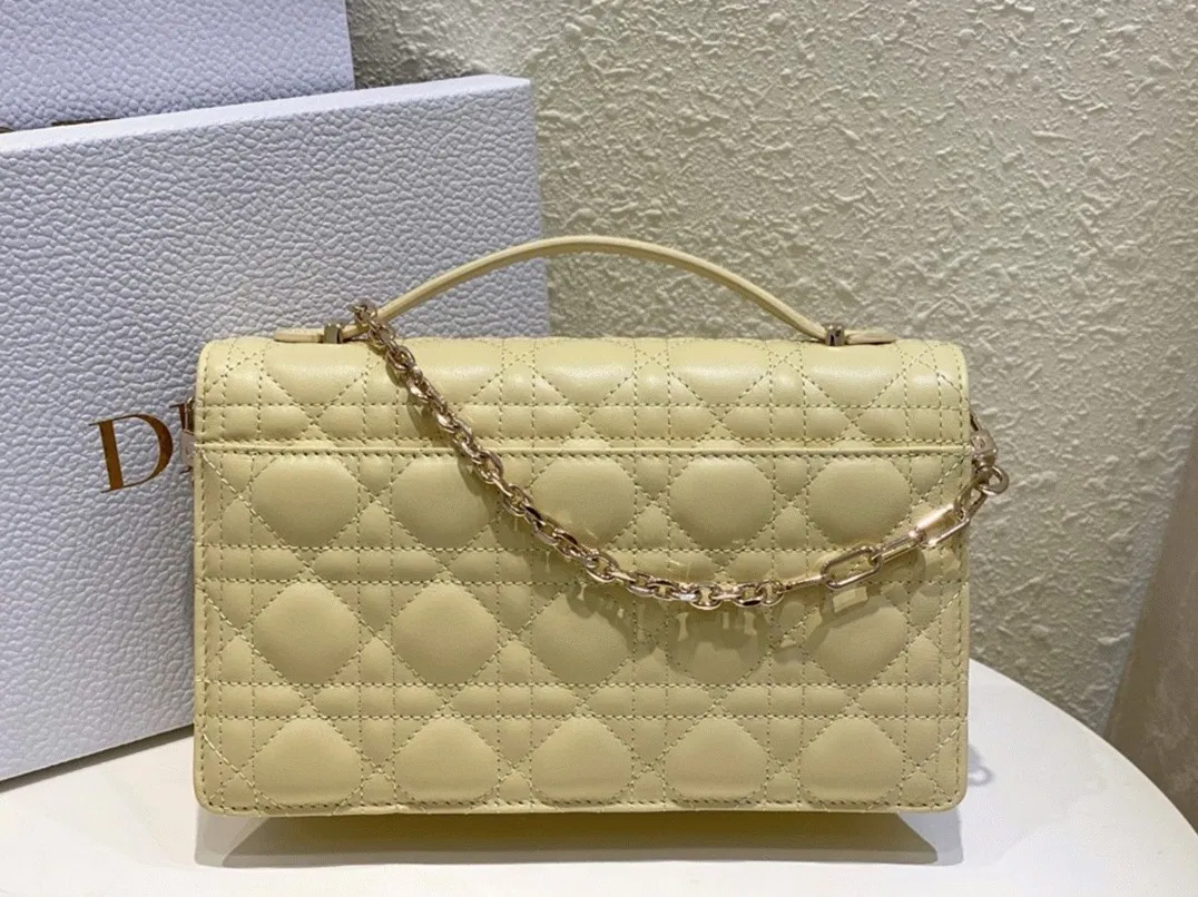 Dior Miss Dior Top Handle Bag Knockoff in Pastel Yellow Cannage Lambskin — image 10