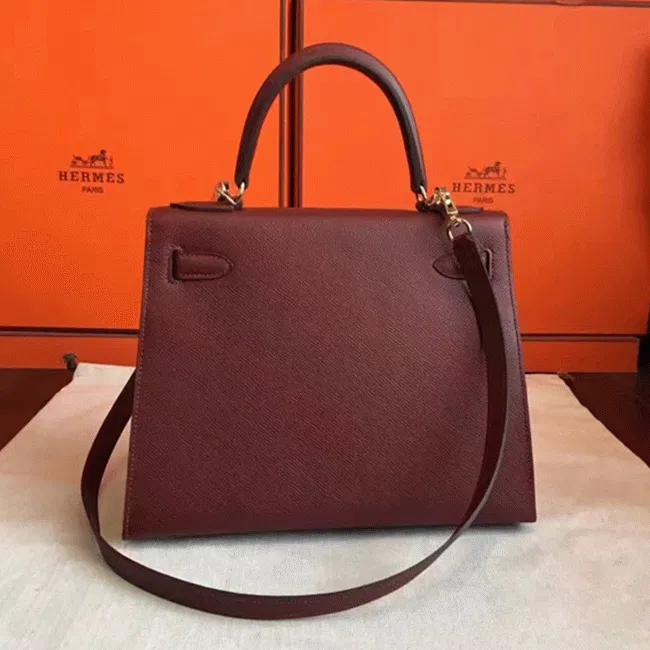 Bordeaux Epsom Copy Hermes Kelly Sellier 28cm Premium Handbag — image 7