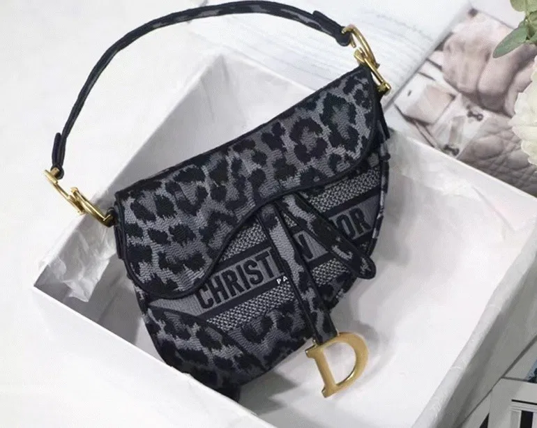 Dior Saddle Bag in Grey Mizza Embroidery