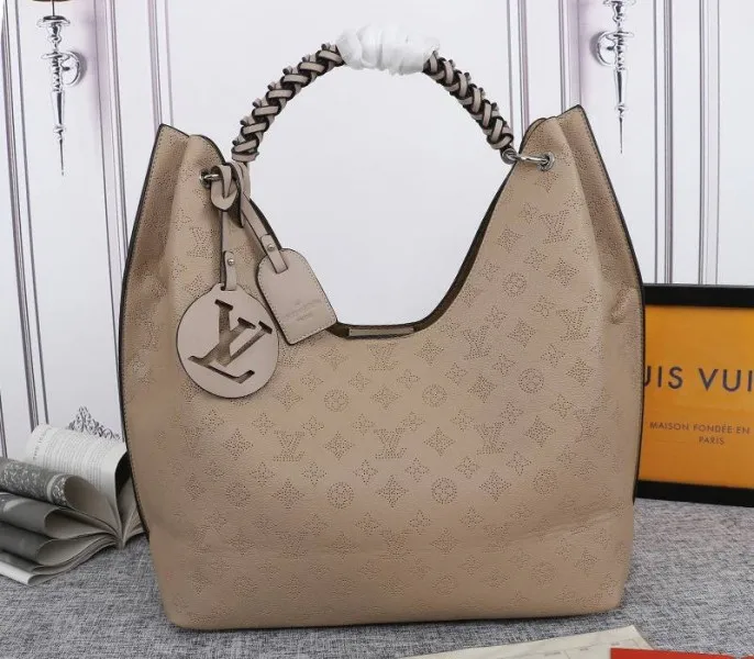 LV Mahina Carmel Hobo In Galet Gray