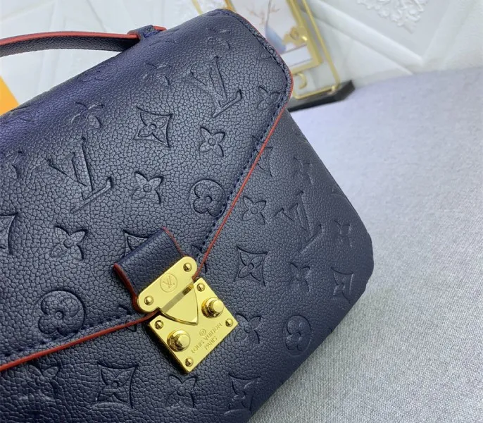 LV Monogram Empreinte Leather Metis In Navy Blue And Red — image 6