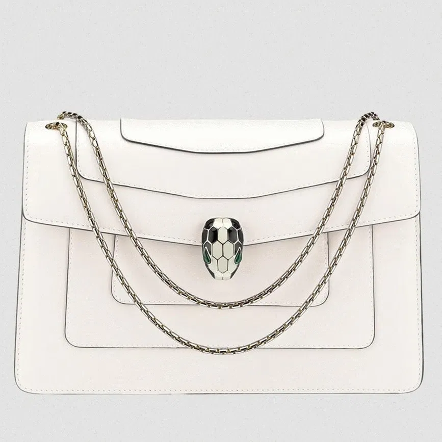 Bvlgari Serpenti Forever Large Shoulder Bag White Calfskin