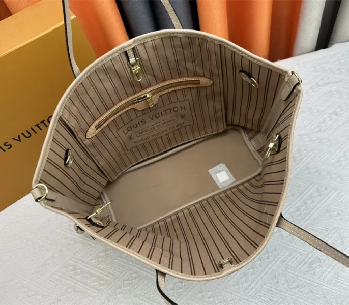 Louis Vuitton Neverfull Bandouliere Inside Out MM Tote In Monogram Canvas And Beige Textile And Leather — image 7