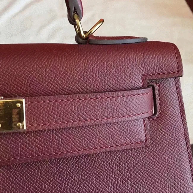 Bordeaux Epsom Copy Hermes Kelly Sellier 28cm Premium Handbag — image 6