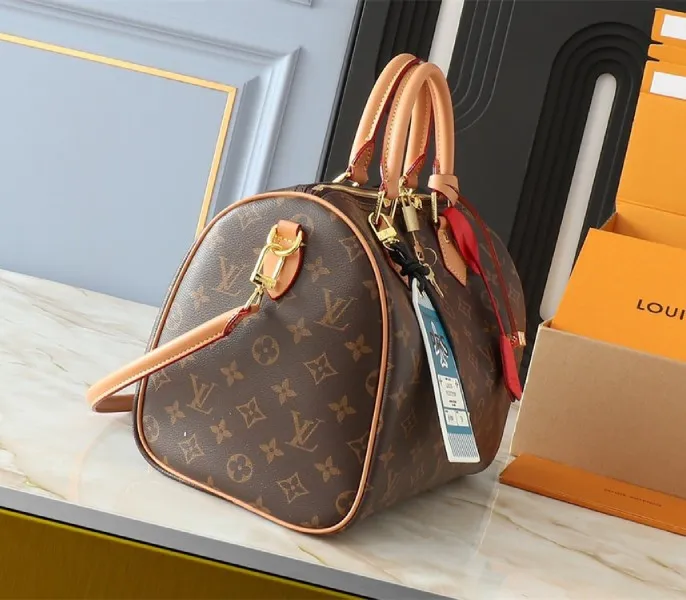 Louis Vuitton Monogram Canvas Soft Speedy 30 Crafty Handbag In Red — image 3