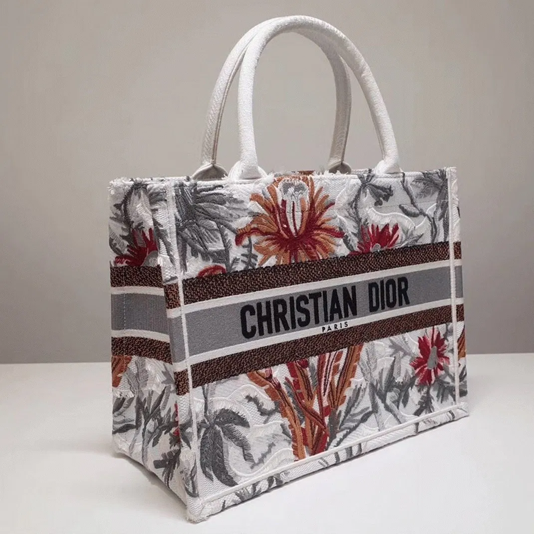Dior Medium Book Tote in White Camouflage with Multicolored — image 6