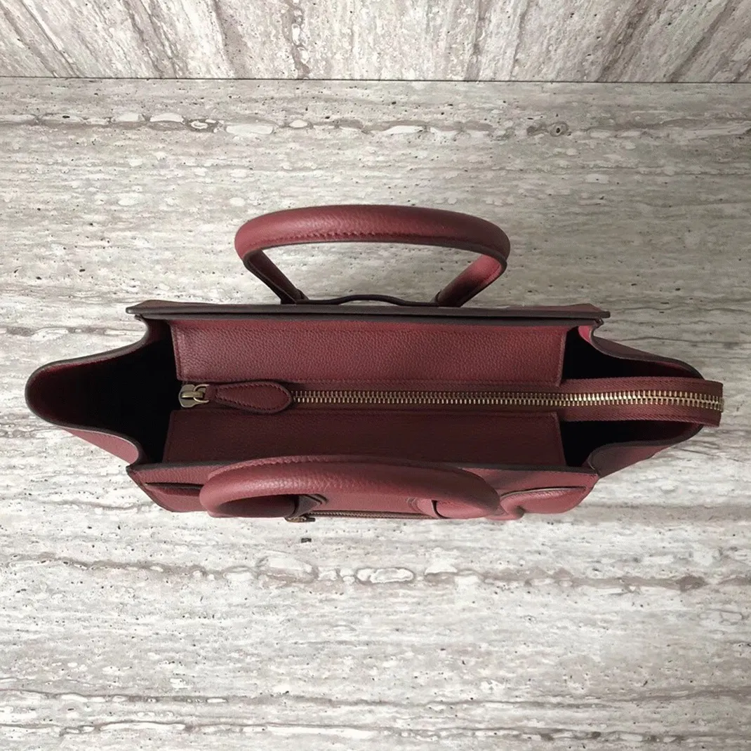 Celine Micro Luggage Tote Bag Knockoff in Dark Red — image 2