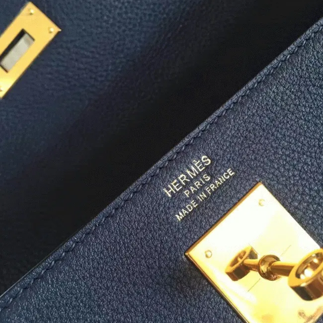 Sapphire Clemence Hermes Kelly Retourne 32cm Deluxe Handbag — image 7
