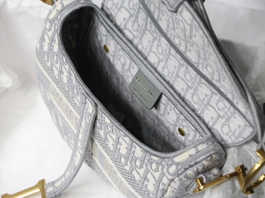 Dior Saddle Bag Knockoff in Grey Dior Oblique Embroidery — image 8