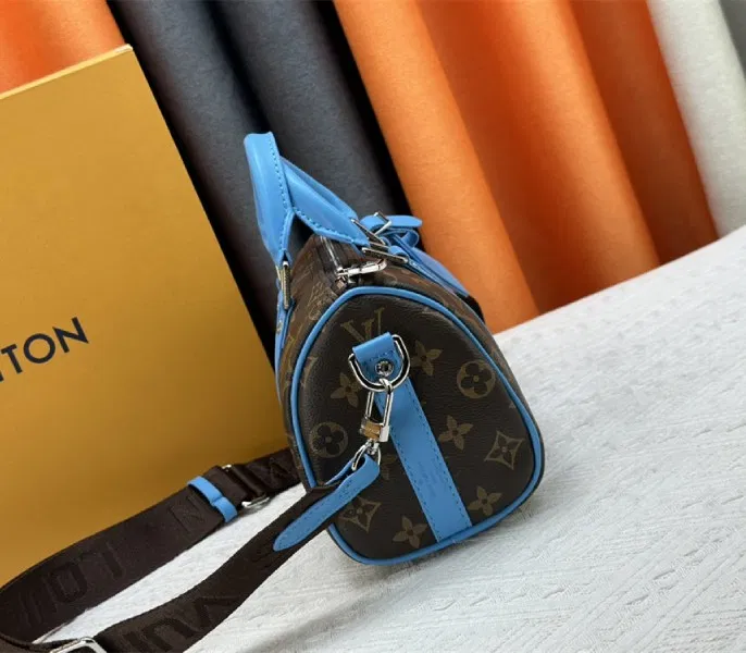 Louis Vuitton Monogram Macassar Canvas Keepall Bandouliere 25 In Gaston Blue — image 3