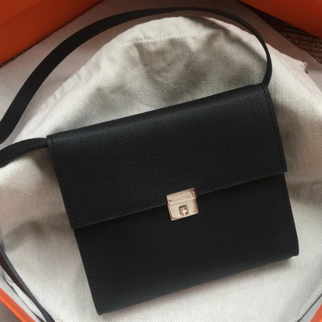 Black Hermes Clic wallet with strap