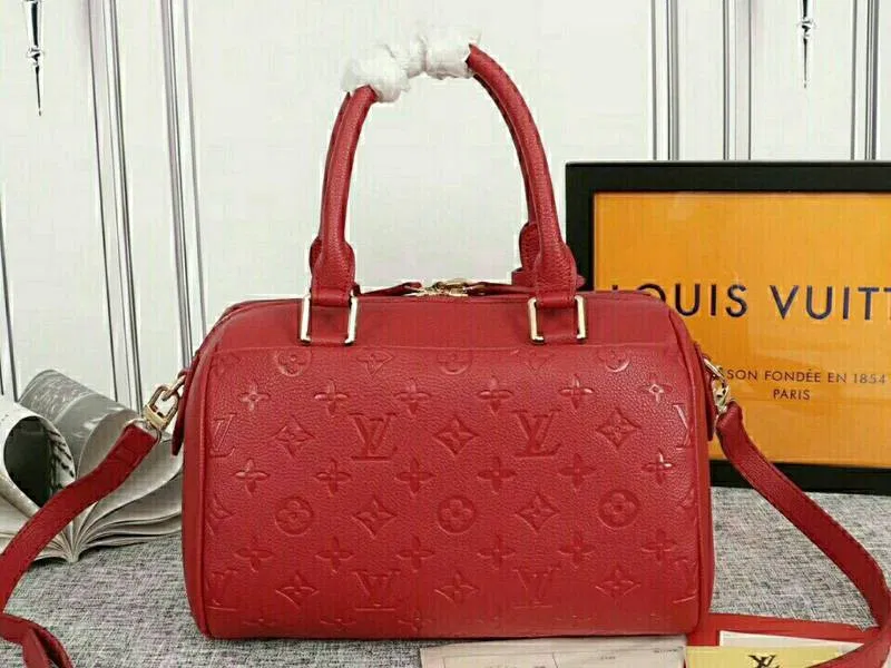 Louis Vuitton Monogram Empreinte Speedy Bandouliere 25 Handbag In Red — image 3