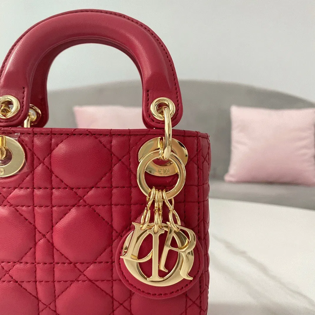 Dior Lady Dior Micro Bag in Red Cannage Lambskin — image 4