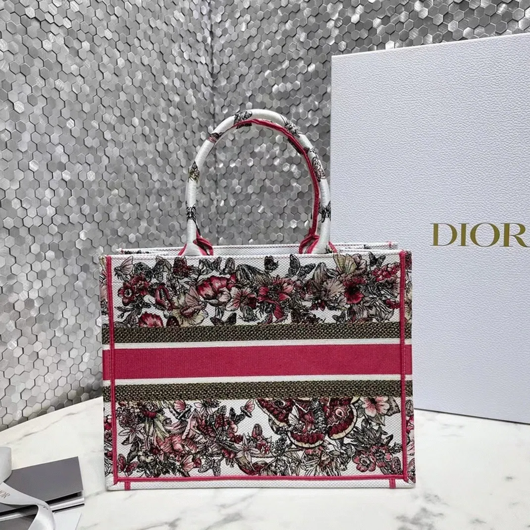 Dior Medium Book Tote Bag in Multicolor Butterfly Embroidery — image 7