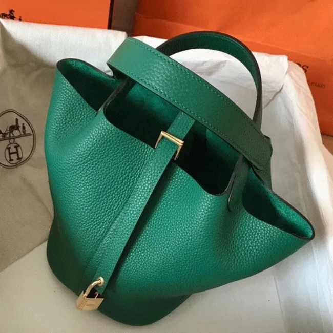Vert vertigo designer Hermes Picotin Lock 22cm handbag