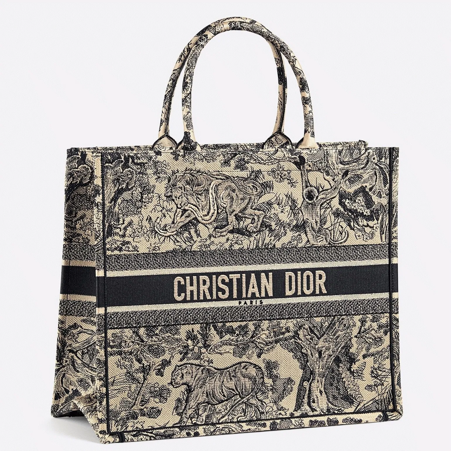 Dior Large Book Tote Bag Imitation in Blue Toile de Jouy Embroidery