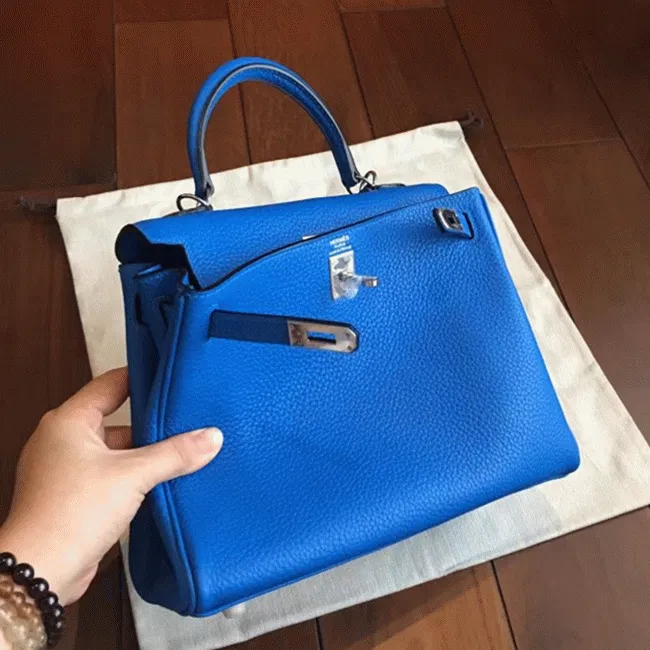 Blue Clemence Hermes Kelly 25cm Chic Tote — image 7