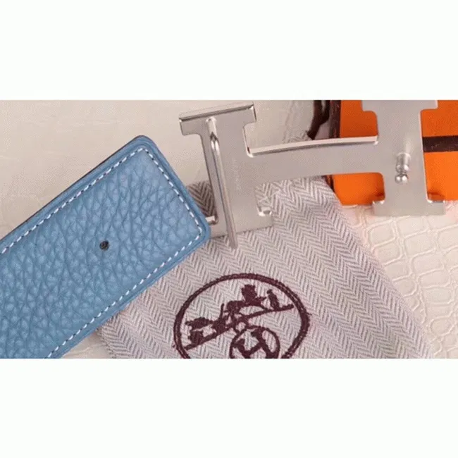designer Hermes H belt buckle in blue shade — image 7