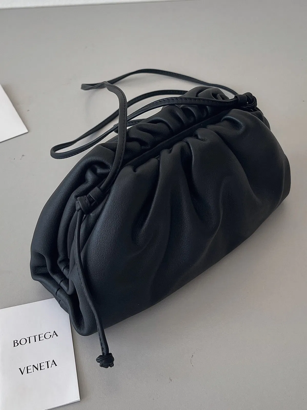 Knockoff Bottega Veneta Mini Pouch with Strap Black — image 8